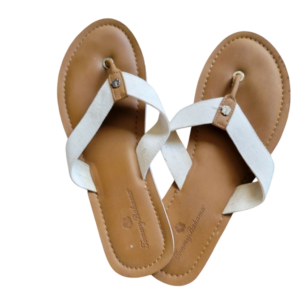 Tommy Bahama Speedwell Canvas White Flip Flop Sandals